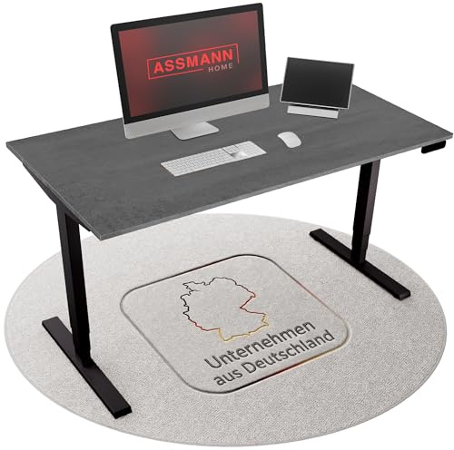 ASSMANN Höhenverstellbarer Schreibtisch elektrisch, 180x80cm, TÜV-geprüft | stufenlos verstellbar mit Aufprallschutz, ergonomischer Schreibtisch Made in Germany - Y-Line, Anthrazit/Schwarz