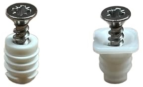 8mm Plastic Cabinet Hinge Dowel Inserts, Choose with Flanged or Non-Flanged Includes Screws and Bumpers/for Replacment and Repair of Cabinet Hinges 12 per Pack by E.H.C. (Non-Flange)