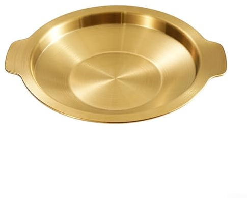 Qualoramall Wok de acero inoxidable de 24 cm, sartén ligera con fondo plano para camping, cocina en casa, estufas eléctricas de gas, plata u oro (24 cm, dorado)