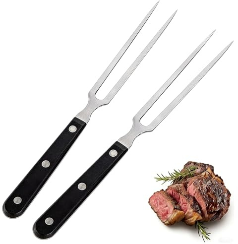 2er Set Fleischgabel mit Griff - 29cm Edelstahl Fleischgabel | Serviergabel für Grill und Küche, geeignet für Braten, Truthahn, Abendessen, hitzebeständig & praktisch im Gebrauch