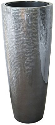 VIVANNO Pflanzkübel Pflanzgefäß Schlangenoptik Metro 100 cm Silber Hochglanz