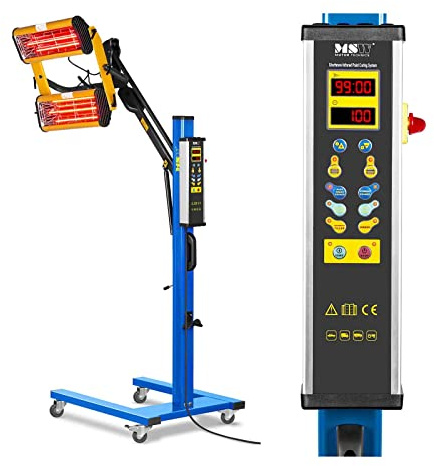 MSW IR-DRYER2000.1 Infrared Paint Dryer Drying Lamp (2200 W, 2 Lamps, 40–100 °C, Drying Surface 800 x 1000 mm, Max. Height 224 cm, Timer 1–99 min)