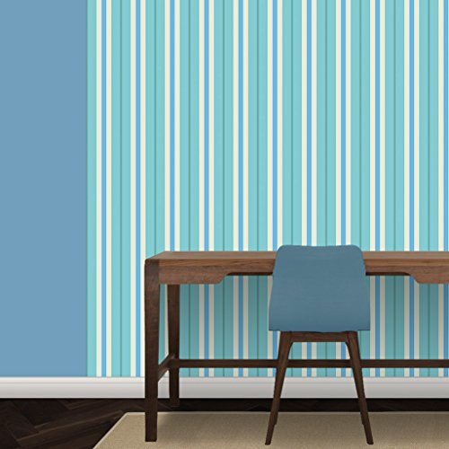 Feine StreifentapeteEleganz in hellblau - Vlies Tapete Streifen - Klassische gestreifte Wanddeko - GMM Design Tapete - Wandtapete - Wand Dekoration für edle Wohnakzente (Muster 20 x 46,5cm)