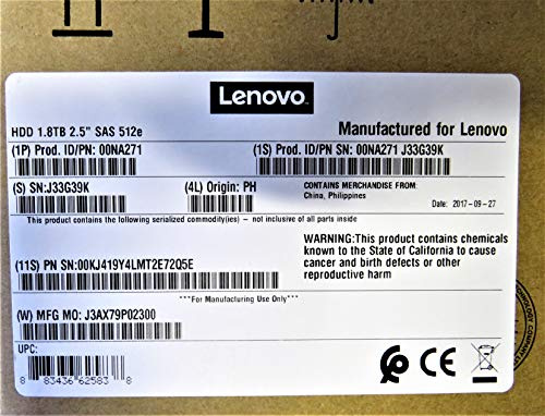 Lenovo 00NA272 Festplatte 1800 GB SAS – Festplatten (2,5 Zoll, 1800 GB, 15000 U/min, SAS, Festplatte)