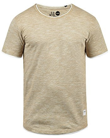 !Solid Rigos Herren T-Shirt Kurzarm Shirt Mit Rundhalsausschnitt Im Double-Layer-Look Aus 100% Baumwolle, Größe:M, Farbe:Sand (4073)