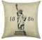 WEIANG Vintage City Serie Pisa New York London Paris Rom Home Kissenbezug Baumwolle Bettwäsche Kopfkissenbezug Quadratisch Retro Doppelseitig Kissen Statue of Liberty 09