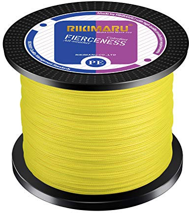 RIKIMARU FIERCENESS - Filo da pesca intrecciato (giallo fluo, 200 m, 9,1 kg (0,16 mm)