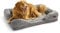 Silentnight Orthopaedic Dog Bed - Cosy Comfortable Pet Bed with Ergonomic Foam Body & Head Support - Super Soft Faux Fur & Sturdy Woven Removable Washable Cover, Non-Slip Base, Large 69x95cm, Grey