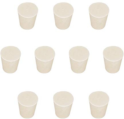StonyLab Solid Rubber Stoppers, 10-Pack 5# - 21mm x 28mm x 31mm - White Tapered Lab Seal Rubber Stoppers