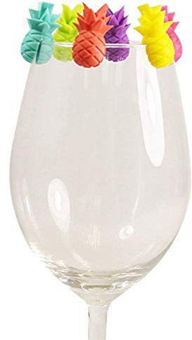 Bontand 6 Stück/Set Cup Recognizer Wiederverwendbare Teebeutel Aufhänger Ananas-form-glas Identifiers Silikon Drinking Buddies Trinken Marker Für Wein-dekor