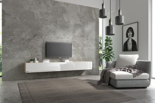 Wuun® TV Lowboard I 100cm-280cmI TV Board hängend Hängeschrank Wohnwand/Somero/Eiche
