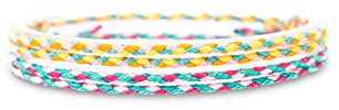 Made by Nami Boho Surfer-Armband 2-er Set Damen & Herren - Handmade Strand Festival Accessoires - 100% Wasserfest & Verstellbar - Freundschaftsarmbänder geflochten Mädchen Stoff-Armband (Retro Set)