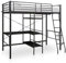 vidaXL Etagenbett mit Tischrahmen Metallbett Hochbett Bett Kinderbett Jugendbett Bettgestell Schlafzimmerbett Schwarz Metall 90x200cm