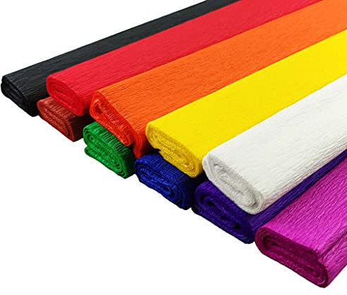 Netuno 10 Rollen Krepp-Papier farbig sortiert 200 x 50 cm verschiedene Farben Bastelpapier Krepppapier bunt gemischt Bastelkrepp deko krepp Rollen zum Basteln Dekorieren crepe paper
