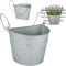alles-meine.de GmbH 5 Stück Hänge - Töpfe/Blumentöpfe/Hängetöpfe Farbwahl Ø 22 cm - Metall - metallic grau/anthrazit - HALB RUND - Hängend/mit Haken & Halterung - A..