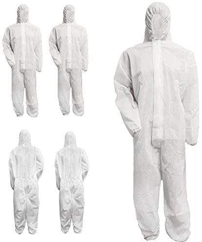 Bohrfux 10 Stück Maleranzug PP Einweganzug Overall mit Kapuze Gr. L-XXXL (wählbar) Polypropylen Schutzanzug 40g/m (XXXL)