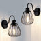 TYhogar 2 Stück Wandlampe Vintage, E27 Lampe aus Eisen Käfig Lampenschirm Industrial Wandlampe 17cm Wandleuchte Innen für Wohnzimmer Treppe Flur Schlafzimmer, Schwarz (Ohne Glühbirne)