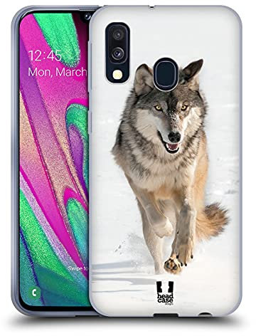 Head Case Designs Lupo Grigio Che Corre Animali Selvatici Custodia Cover in Morbido Gel Compatibile con Samsung Galaxy A40 (2019)