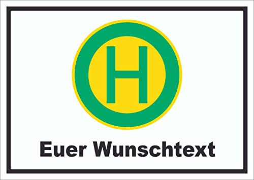 Schild Haltestelle mit Wunschtext waagerecht A6 Rückseite selbstklebend