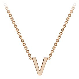 CARISSIMA Women's 9ct Rose Gold 4mm x 5mm 'V' Initial Adjustable Necklace 38cm/15-43cm/17