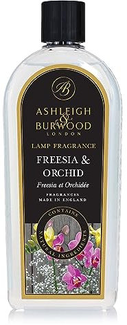 ASHLEIGH & BURWOOD - Freesia & Orchid Lamp Fragrance - 500 mL - UK-Made, Purifies and Perfumes Air - Floral Scent with Orange and Grapefruit - Natural Ingredients - Burning Time 40 Hours