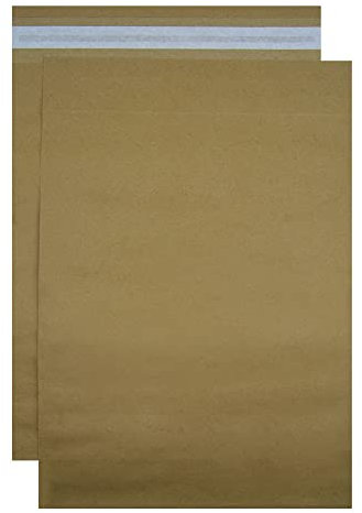 Bolsas de Papel Kraft para Envíos con Apariencia Cartón. Opaco con Autocierre Fácil Adhesivo y Resistente. Sobres Grandes Marrones Portadocumentos (10 uds, 300 x 360 x 100 mm)