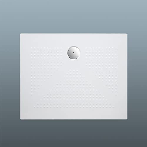 Kiamami Valentina - Piatto Doccia Ceramica 100x80 cm | Installazione Appoggio o Filo Pavimento | Superficie Antiscivolo e Scarico da 90mm | Piatto Rettangolare Bianco con Spessore 3cm, Linea Delfino