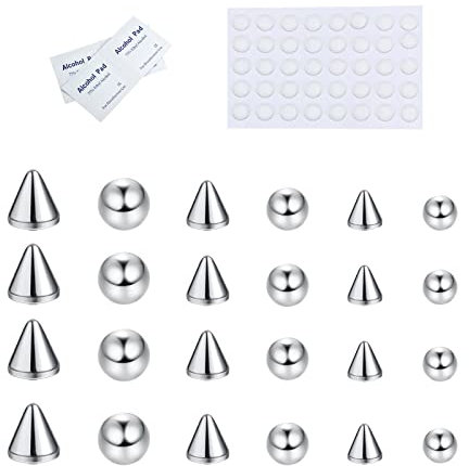 Kakonia Faux Nez Sourcil Anneau Faux Lèvre Labret Goujons Boule De Rechange avec 40pcs Autocollant Faux Nez Goujons Non-Piercing Corps Bijoux Faux Peau Piercing