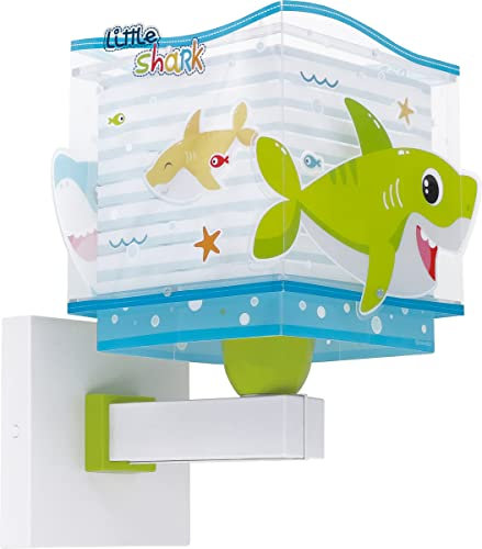 Dalber kinder Wandlampe, Kinderlampe Wandleuchte, kinderzimmer Little Shark Haie Tiere, kinder zimmer leuchte lampenschirm, 63479, E27