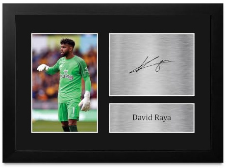 HWC Trading FR A4 David Raya Geschenke Gedrucktes Signiertes Autogramm Foto für Fußball Anhänger and Fans - A4 Framed