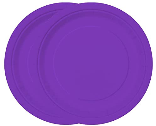 WedDecor Lot de 20 assiettes rondes jetables en carton violet fluo de 18 cm pour pique-niques, mariages, anniversaires, fêtes prénatales et événements de Noël