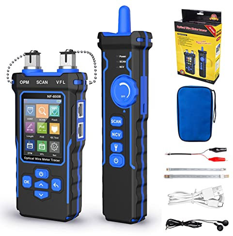 Network Cable Tester with Optical Power Meter, Multi-Functional LCD Wire Tracker with PoE, Ethernet Cable Tracer with NCV, Port Flash for RJ11 RJ45 LAN Cable Toner Cat5 Cat6 Support Type-C Charging