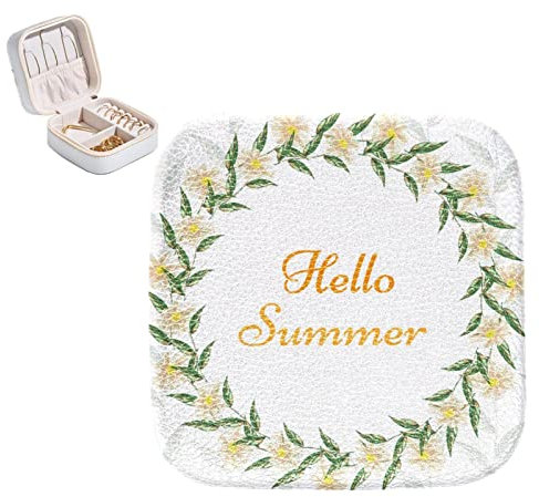 Schmuckkästchen für Schmuck, PU-Leder, kleines Schmuckkästchen, Hello Sommer-Blumen-Ring