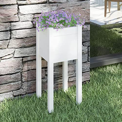 WIFESE Pflanzkübel Weiß 31x31x70 cm Massivholz Kiefer Blumentopf Gross PflanzküBel Groß AußEn BlumentöPfe Pflanzentopf Blumentopf Hoch Plant Box PflanzküBel Hoch Blumentopf Holz Rechteck