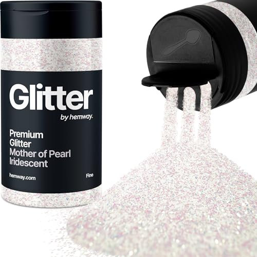 Hemway Premium Glitter Shaker - Mother of Pearl Iridescent | Fine Metallic Flake Sequins for Resin & Epoxy Crafts | Craft Supplies for Tumblers, Festival, Hair, Face, Body, Eye & Nail Art | 130 g