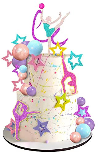 Gymnastik-Kuchenaufsätze – Bälle und Deko-Sets für Mädchen, Gymnastik, Geburtstagspartys und Babypartys, 27 Stück