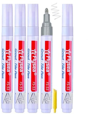 zalati Fliesen Fugen Stift 5pcs Fliesen Farbe Marker Stift mit 1-Spitze Ersatz für die Wiederherstellung von Bad und Küchen Silber