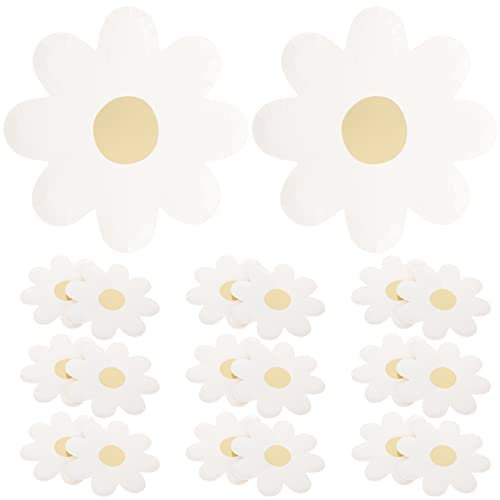20 Pièces Marguerite En Forme De Fleur Papier Assiette Dessert Apéritif Gâteau Assiette Vaisselle Pour Bébé Pique- Fête D'anniversaire Fournitures