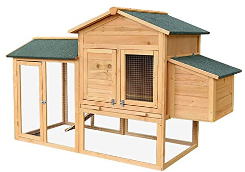 hasenstall kaninchenstall Groß Außenbereich Kaninchenstall Bunny Hutch, Holz Kaninchenkäfig für 4 Kaninchen, Haustier-Tierhaus mit ausziehbarem Tablett, Auslauf, zu öffnender Tür, wasserdichtem Dach