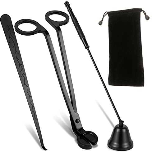QeeHeng Accesorios para la Herramienta de la Vela 3 en 1, Ajustador de Velas,trimmecha de Velas,Cuchara de Mecha,Regalo de Regalo Elegante para los Amantes de la Vela (Negro)