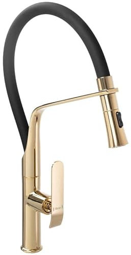 Rea Küchenarmatur CASTOR GOLD Wasserhahn Küche aus Messing 360° Drehung Armatur Küchenspüle Mischbatterie Spültischarmatur (Gold)