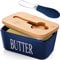 Butterdose mit Deckel und Buttermesser - Keramik, Glas oder Porzellan Butterschale für 250g Butter (Blau)
