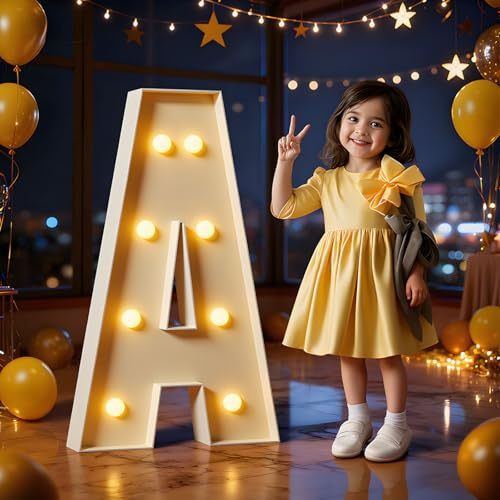 Marquee Letters 3 Feet Tall Large Light Up Letters A Marry Me Engagement Party Decor Yellow Light Birthday Decorations Balloon Arch Kit Foam Sign A