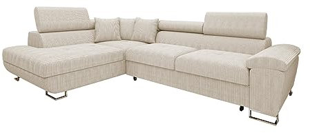 Mirjan24 Ecksofa Eckcouch Cotere Cord, Sofa Couch mit Schlaffunktion und Bettkasten L-Sofa Farbauswahl Wohnlandschaft vom Hersteller (Poso 100, Seite: Links)