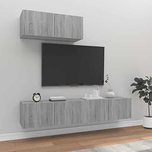 CIADAZ 3-TLG. TV-Schrank-Set, Anbauwand Wohnzimmer, Wohnwand Wohnzimmer, Wohnzimmer Wand, Schrankwand Wohnzimmer, Tv-möbel, Grau Sonoma Holzwerkstoff