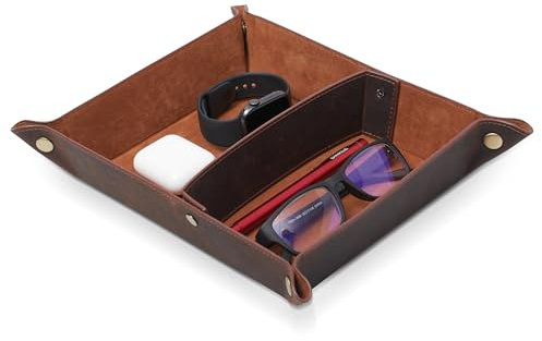 DONBOLSO Taschenleerer - Schlüsselanhänger aus Leder - Schlüsselanhänger - Brillenetui - Etui aus Leder mit einzigartigem Design - ideal zum Organisieren - Braun