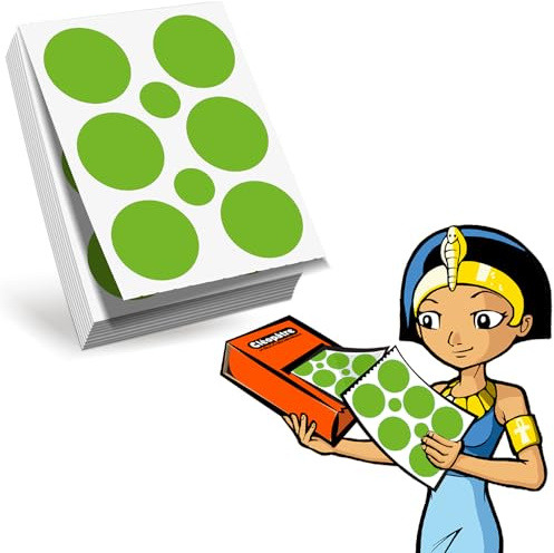 CLEOPATRE - Selbstklebende runde Aufkleber - Nachfüllpack Eco-Pack 60 Blatt (360 Aufkleber) - Grün