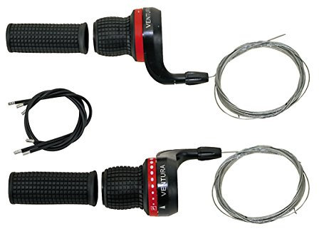 Resul Ventura Drehschaltgriff-Satz schwarz Gripshift inkl. Züge/Griffe Komplett-Satz (3x7 Gang)