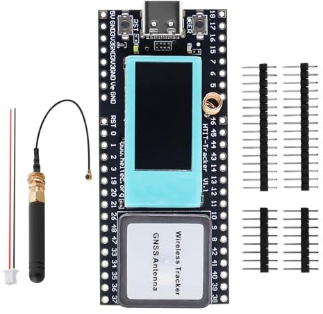 Wireless Tracker avec ESP écran LCD Binghe Wireless Tracker Supporte WiFi Bluetooth/Lora/Gnss/Tracking and Location GPS Interface Type-C avec 2.4GHz Metal Spring Antenna, Compatible avec Arduino