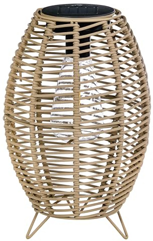 Dehner Solar-Laterne Mila, Lichtfarbe warmweiß, Ø 17.5 cm, Höhe 26.5 cm, Metall/Kunststoff, braun